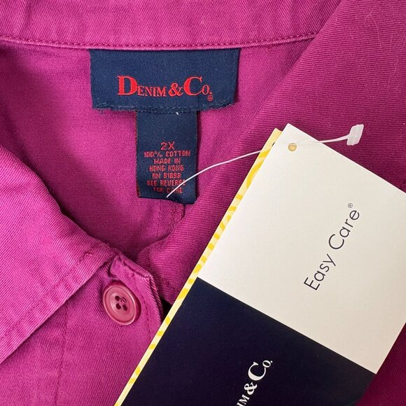 Denim & Co Button Front Trench Coat Size 2X Purple Long Sleeve A100855 NWT - Picture 5 of 13